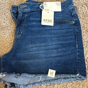 a.n.a Frayed Hem Blue Denim Shorts